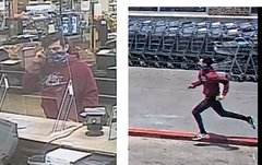 The young man shown above is being sought by law enforcement officials in both Harris and Fort Bend counties in connection with multiple grocery store robberies. He has been seen leaving the scene of various crimes in a blue sedan, a black SUV and a red two-door sedan.